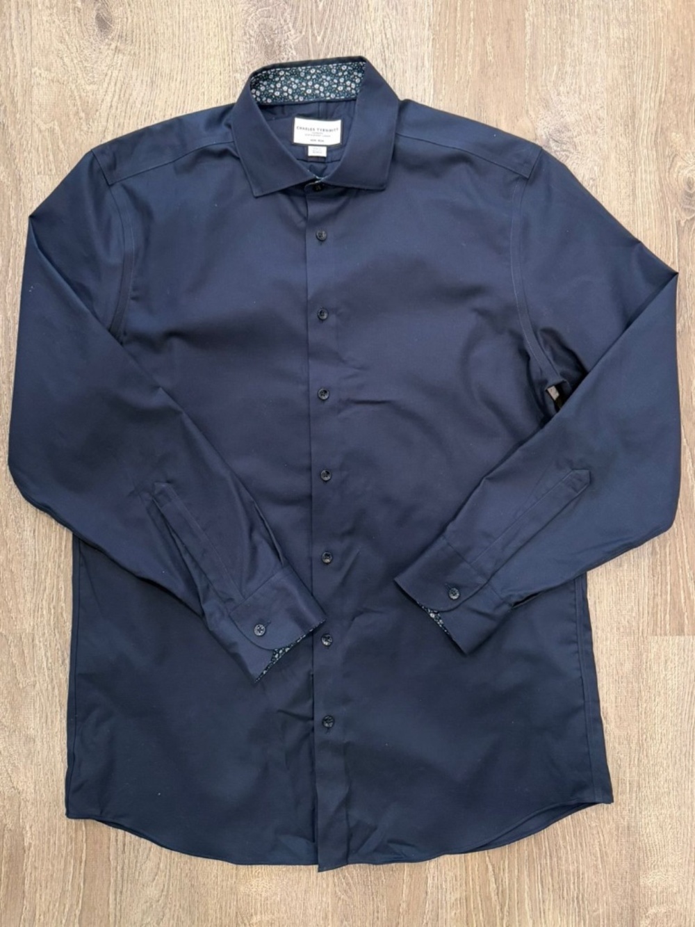 Charles Tyrwhitt Slim Fit Non-Iron Dress Shirt Navy 16.5 35 Like New